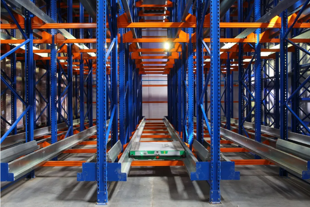 AUTOMHA Satellite Pallet Shuttle System in High-Density Warehouse Racking